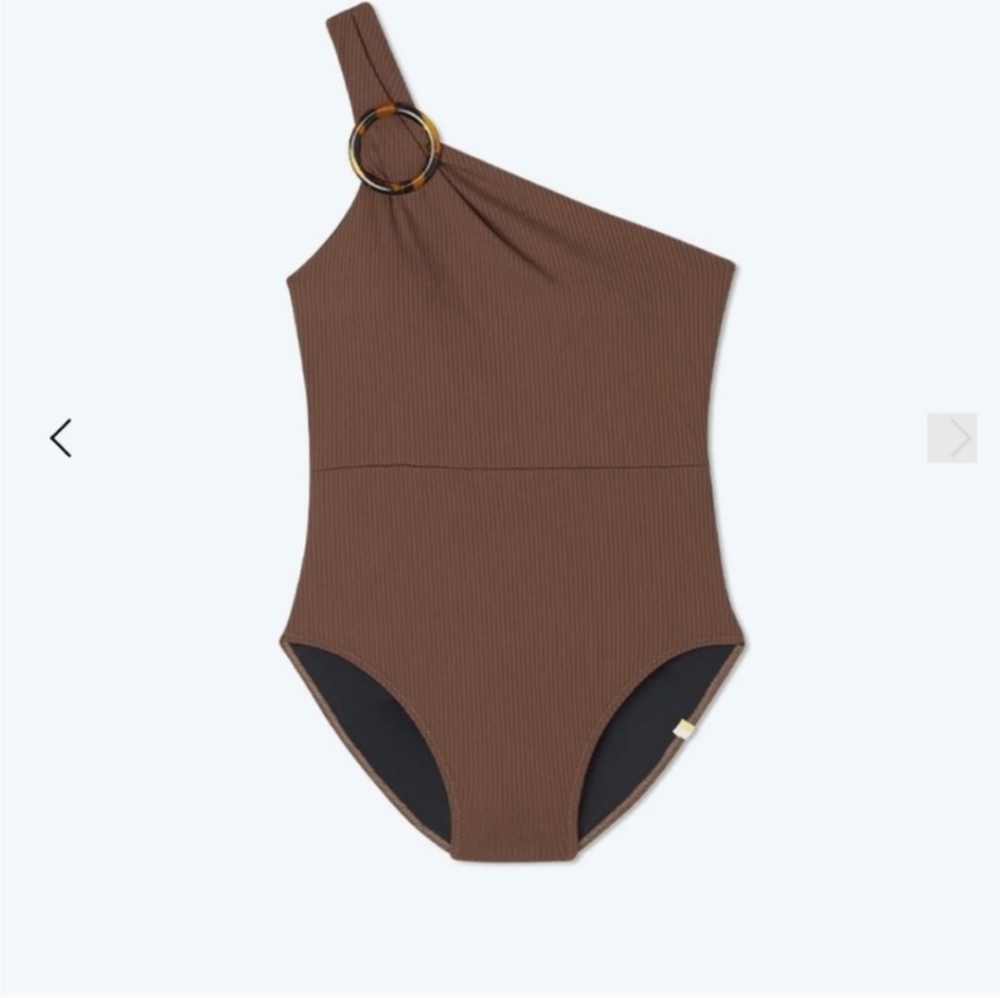 Summersalt Women Brown Ribbed Sidestroke One Piece Swimsuit Size 12